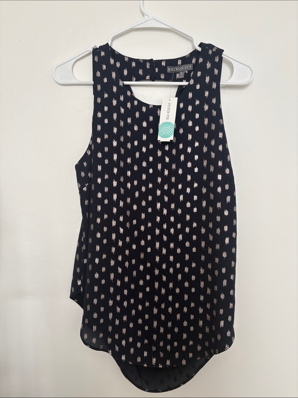 Brixon Ivy Navy Sleeveless Dot-Print Tank